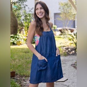NATURAL LIFE Dakota Tie-Back Mini Dress & Bandeau, Denim Blue, Large